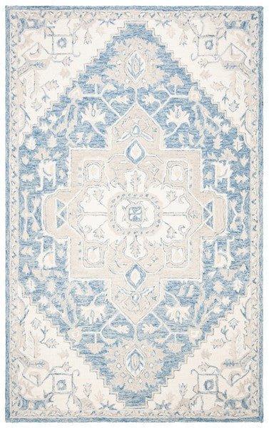 Blue & Ivory Traditional Hand Woven Wool Area Rug - Rugs - The Well Appointed House
