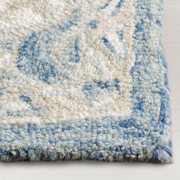 Blue & Ivory Traditional Hand Woven Wool Area Rug - Rugs - The Well Appointed House