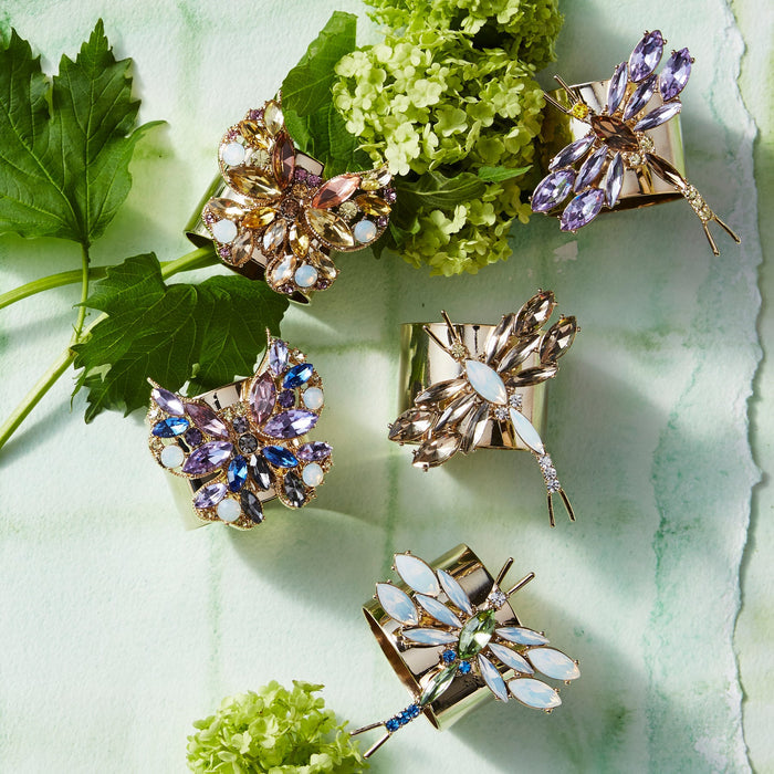 Blue Jeweled Butterfly Napkin Rings - Set of 2