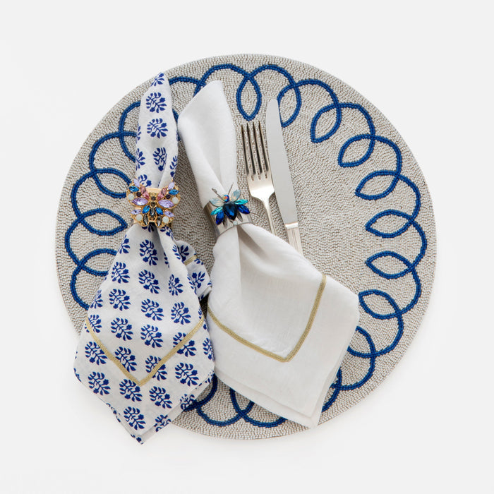 Blue Jeweled Butterfly Napkin Rings - Set of 2