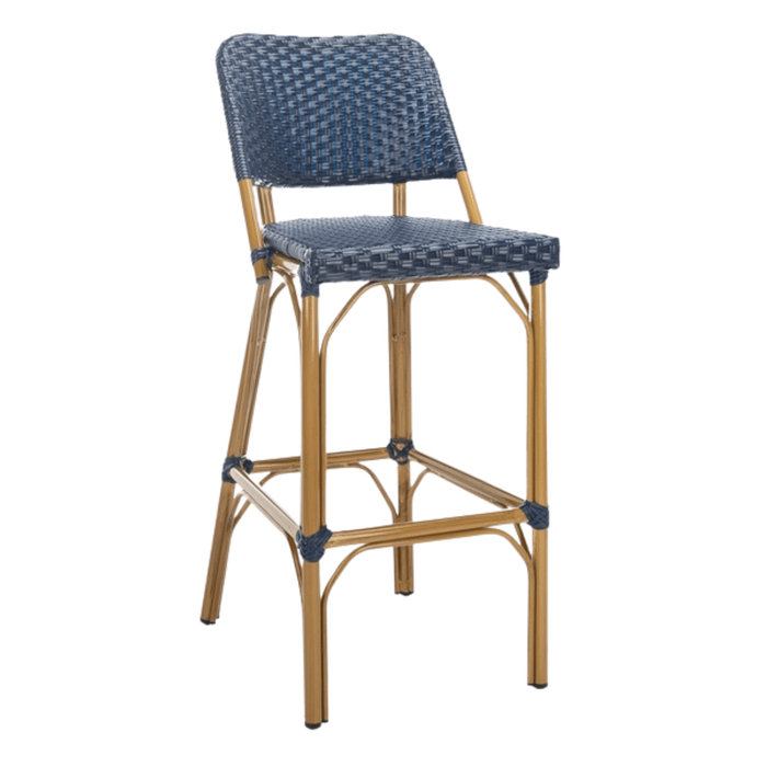 Blue PE Wicker & Aluminum Indoor-Outdoor Bar Stool - Bar & Counter Stools - The Well Appointed House