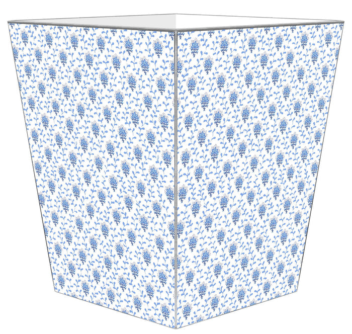 Blue Provincial Print Wastebasket and Optional Tissue Box Cover - Wastebasket Sets - The Well Appointed House