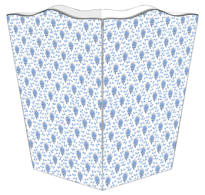 Blue Provincial Print Wastebasket and Optional Tissue Box Cover - Wastebasket Sets - The Well Appointed House