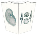 Blue Shell Decoupage Wastebasket and Optional Tissue Box Cover - Wastebasket Sets - The Well Appointed House