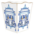 Blue Staffordshire Chic Dogs Wastepaper Basket and Optional Tissue Box Cover - Wastebasket - The Well Appointed House