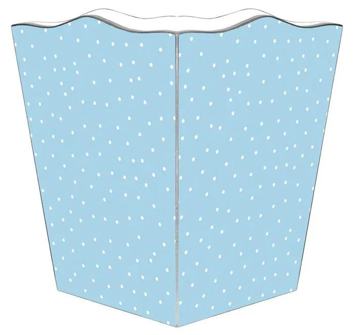 Blue Tiny Polka Dot Decoupage Wastebasket and Optional Tissue Box Cover - Wastebasket Sets - The Well Appointed House