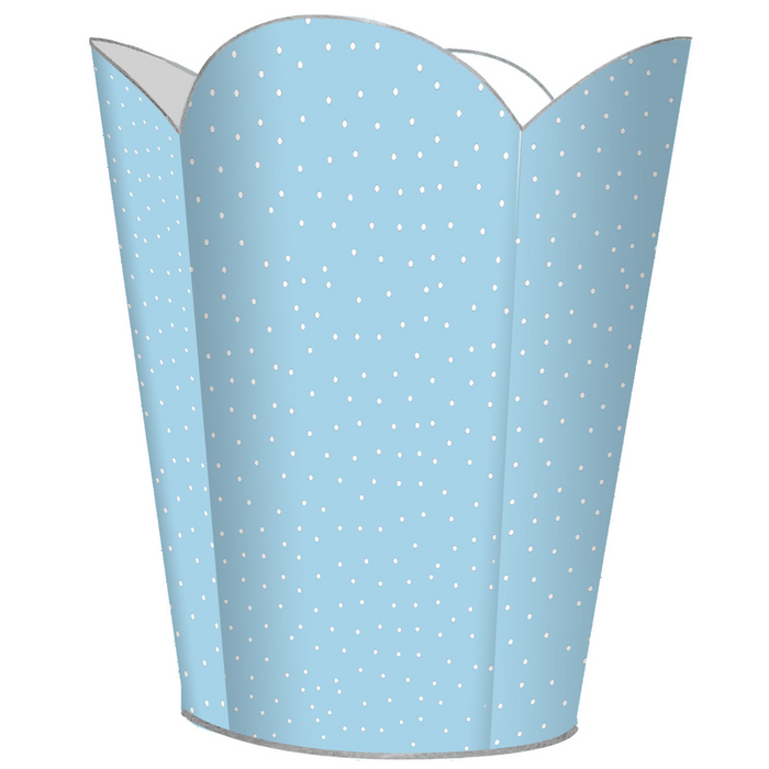 Blue Tiny Polka Dot Decoupage Wastebasket and Optional Tissue Box Cover - Wastebasket Sets - The Well Appointed House