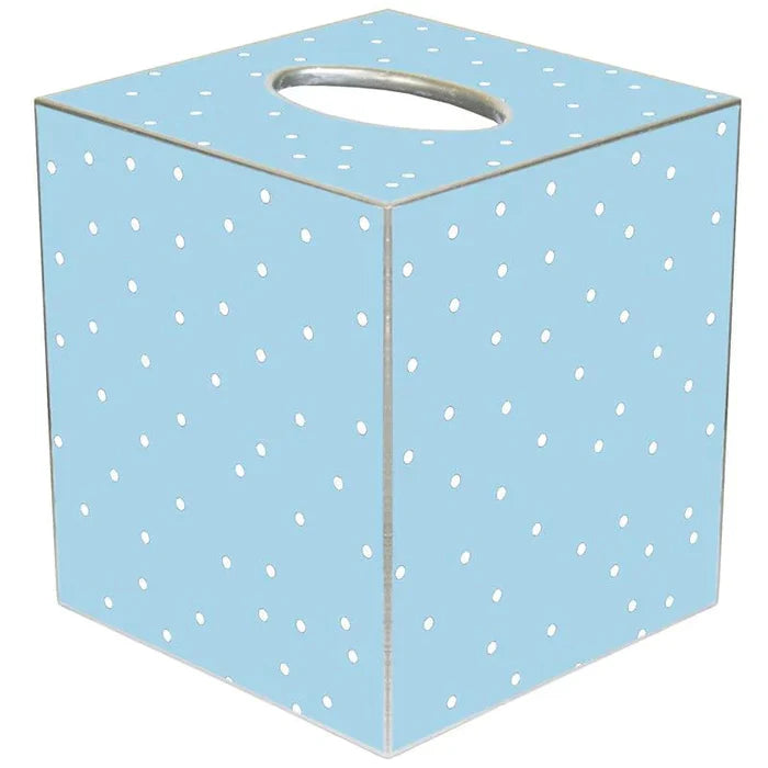 Blue Tiny Polka Dot Decoupage Wastebasket and Optional Tissue Box Cover - Wastebasket Sets - The Well Appointed House