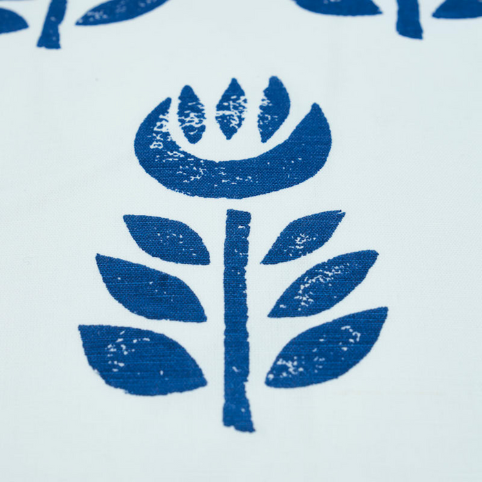 Blue & White Rosenborg Hand Printed Floral 18" Throw Pillow - The Well Appointed House
