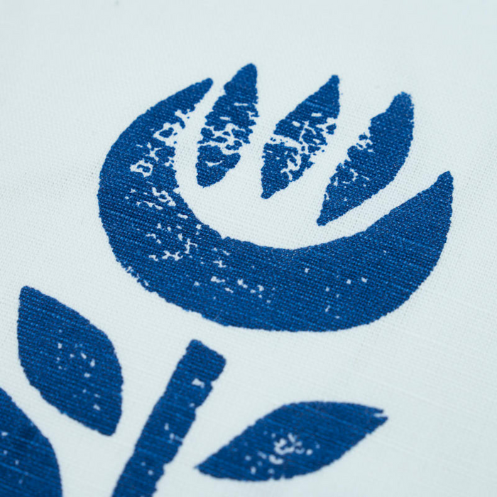 Blue & White Rosenborg Hand Printed Floral 18" Throw Pillow - The Well Appointed House