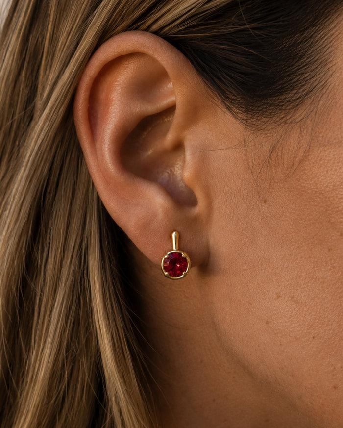 BonBon stud earrings in 18k gold vermeil with a glossy candy-colored stone