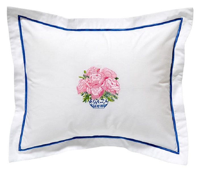 Boudoir Pillow Cover in Hydrangea Basket Cream in Blue