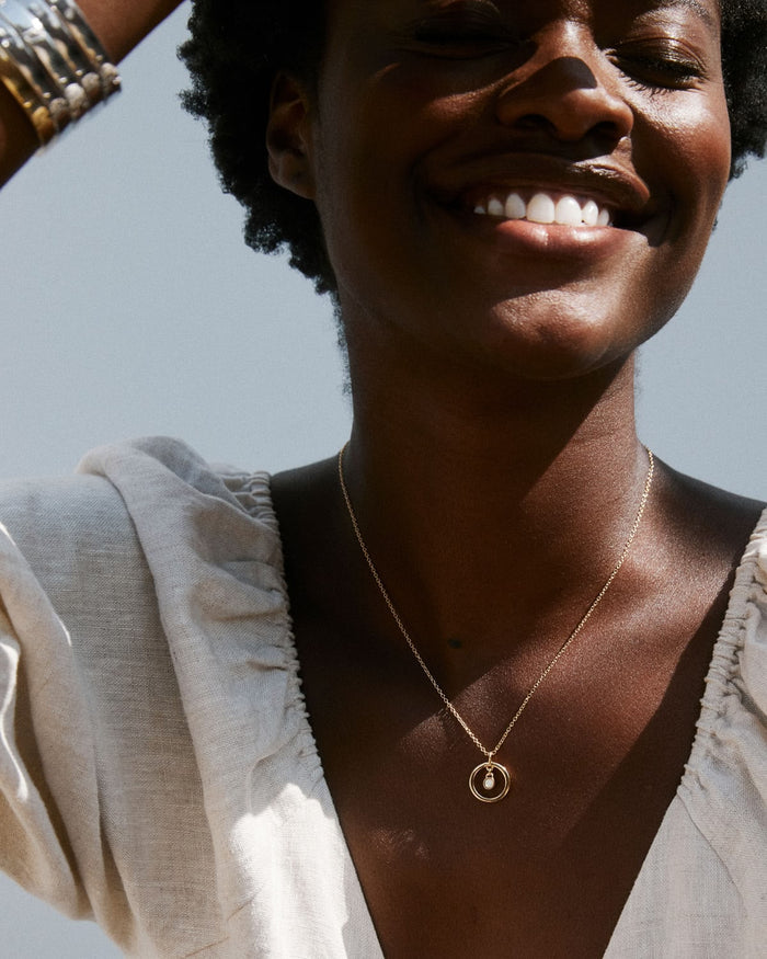 Bryan Anthonys Boundaries Necklace Gold & Opal On Model