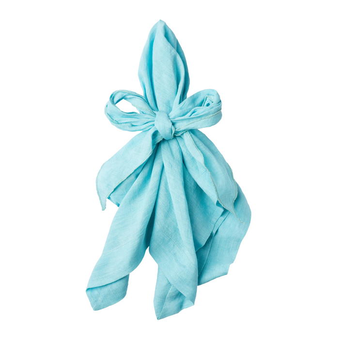 Bow Linen Napkin, Aqua, Set of Two - The Well Appointed House