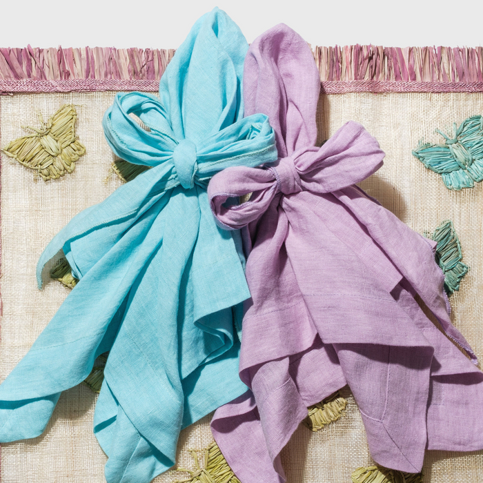Bow Linen Napkin, Aqua, Set of Two - The Well Appointed House