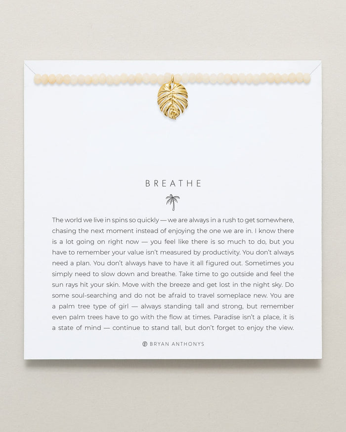 Bryan Anthonys Gold Beaded Breathe Necklace On Card