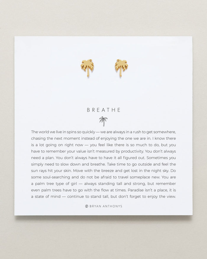 Bryan Anthonys Breathe Gold Stud Earrings On Card