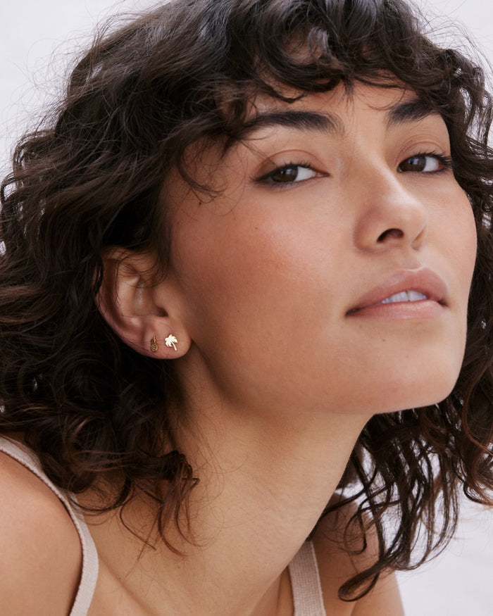 Bryan Anthonys Breathe Gold Stud Earrings On Model