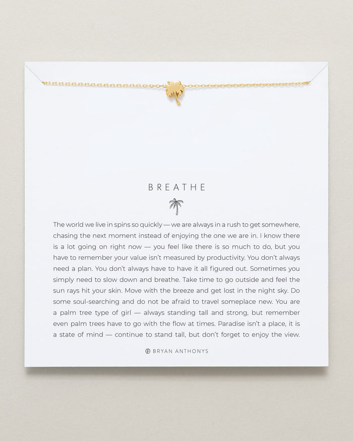 Bryan Anthonys Breathe Gold Necklace On Card