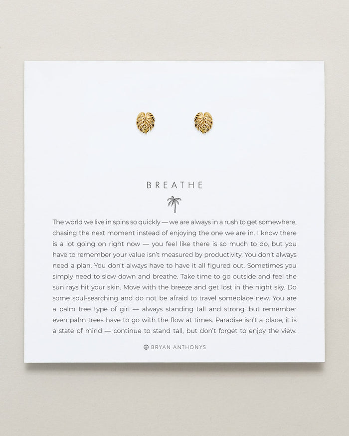 Bryan Anthonys Gold Breathe Stud Earrings On Card