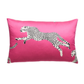 Bubblegum Pink Leaping Cheetah Decorative Lumbar Pillow - The Well Appointed House
