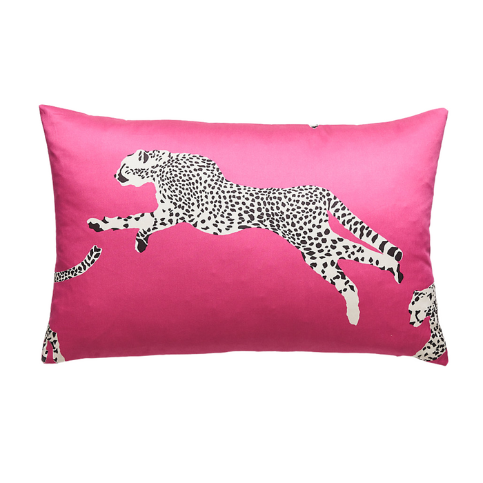 Bubblegum Pink Leaping Cheetah Decorative Lumbar Pillow - The Well Appointed House