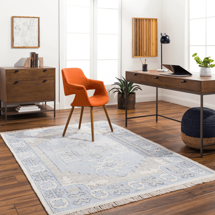 Bursa Blue & Cream Recycled PET Yarn Area Rug - Available in a Variety of Sizes - Rugs - The Well Appointed House
