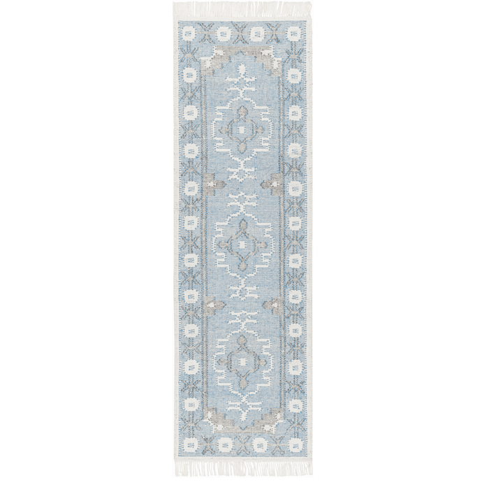 Bursa Blue & Cream Recycled PET Yarn Area Rug - Available in a Variety of Sizes - Rugs - The Well Appointed House