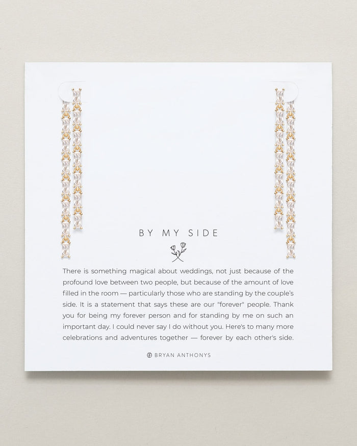Bryan Anthonys Bridal Collection By My Side Baguette Chandelier Earrings in Gold On Card