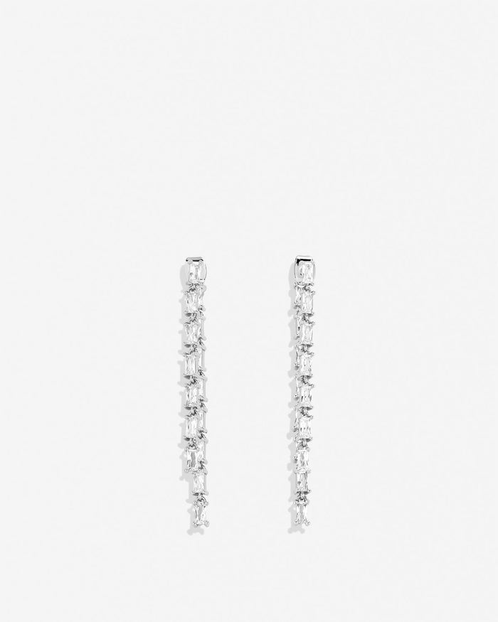 Bryan Anthonys Radiance Collection Baguette Chandelier Earrings Emerald Cut Silver