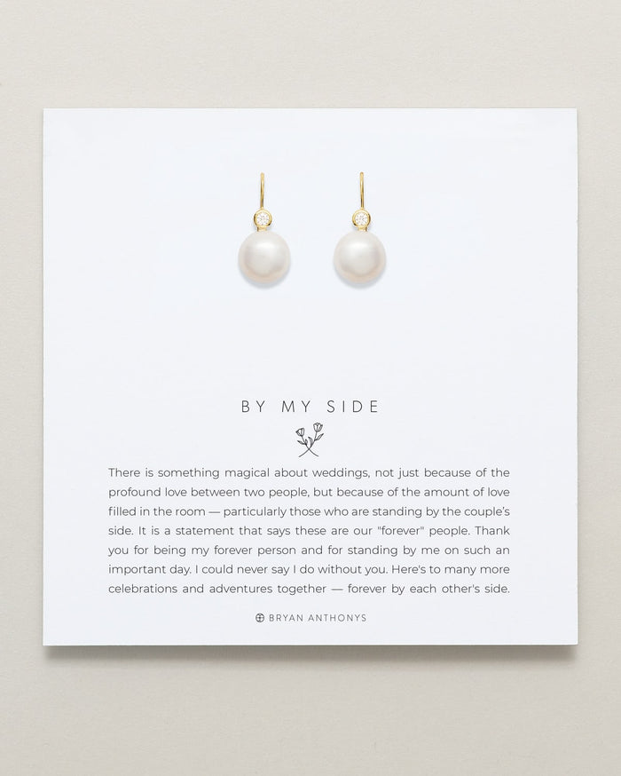 Bryan Anthonys By My Side Pearl Gold Drop Earrings On Card