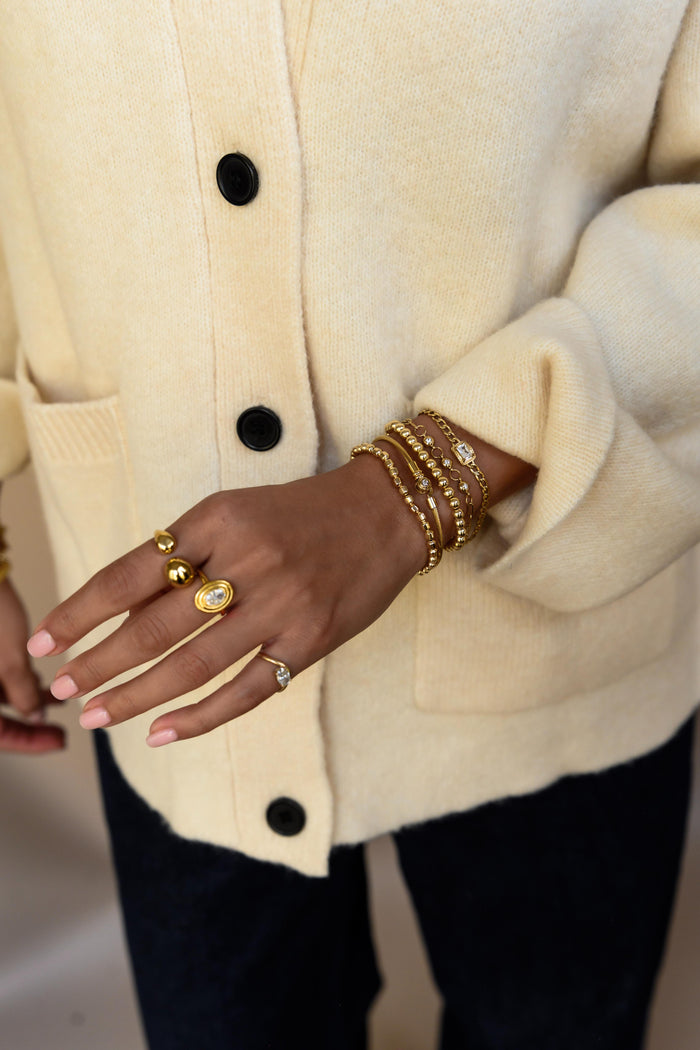 Cabana ring by Beads by Tara in 18k gold over tarnish-resistant stainless steel