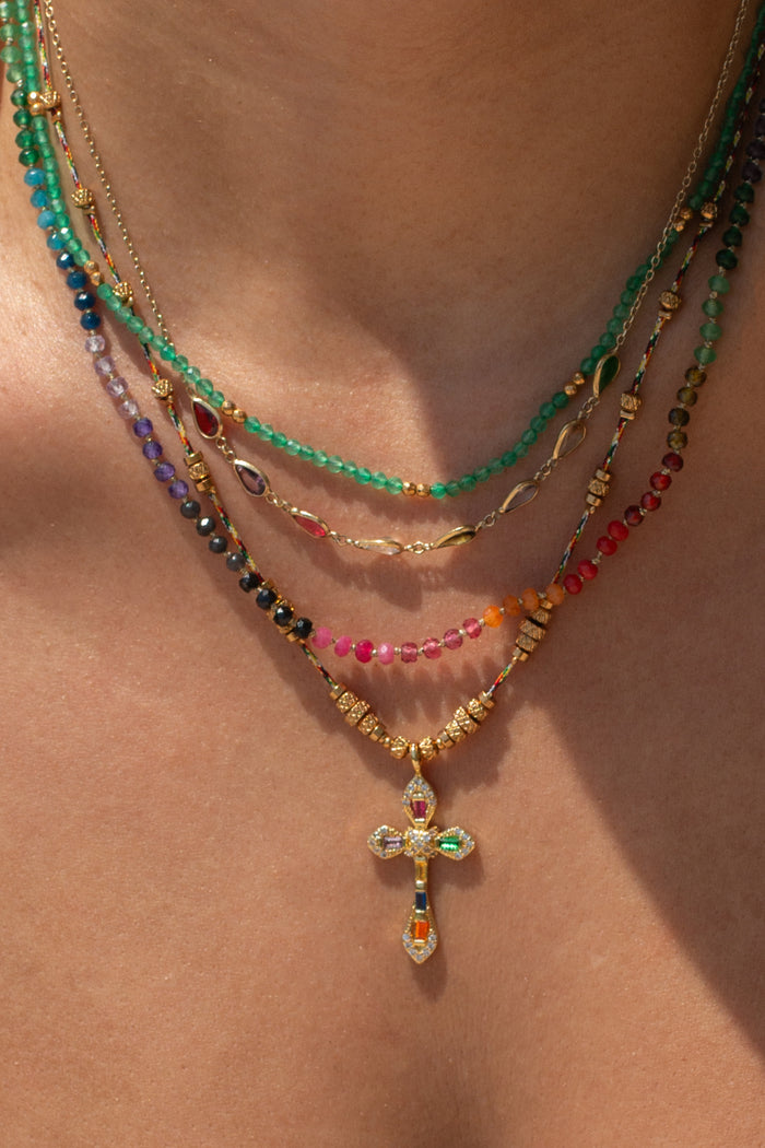 Caliente necklace by Beads by Tara, a colorful take on a classic cross