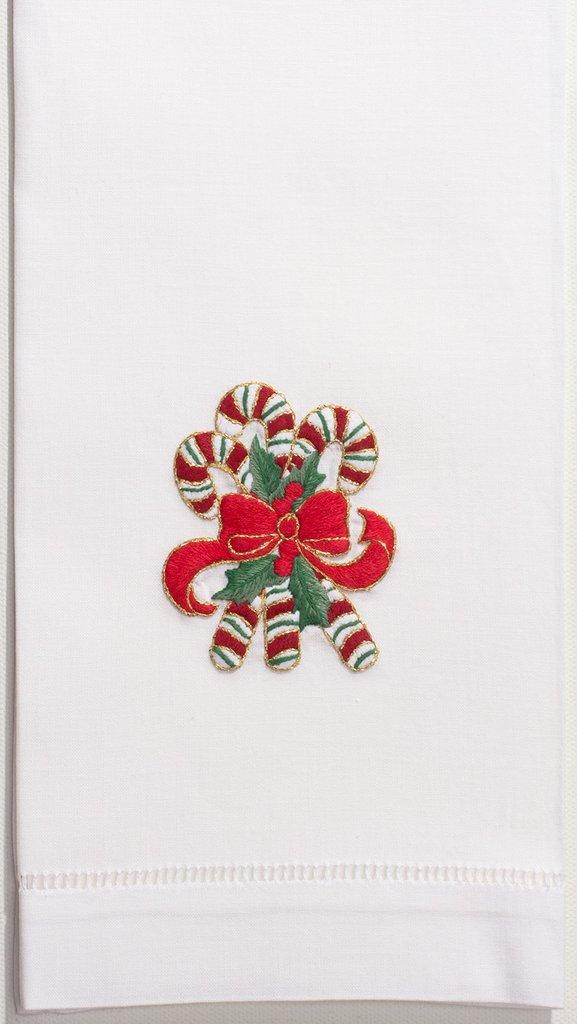 Set of 2 Candy Cane Christmas Hand Towels - Hand Towels -  The Well Appointed House