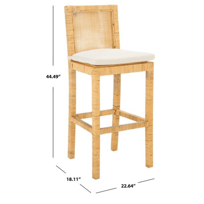 Cane Bar Stool With Cushion - Bar & Counter Stools - The Well Appointed House