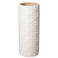 Glossy Glazed White Cane Motif Ceramic Umbrella Stand - Umbrella Stands - The Well Appointed House