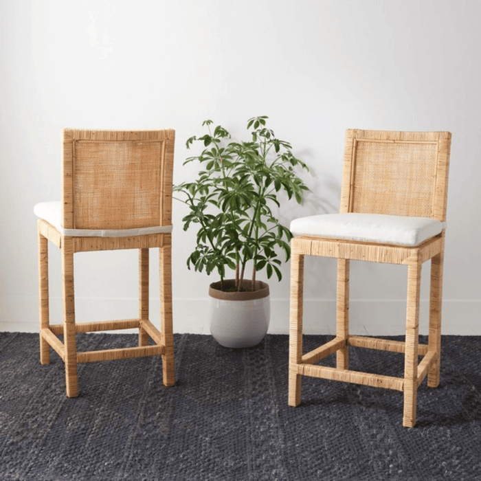 Cane Counter Stool With Cushion - Bar & Counter Stools -  The Well Appointed House