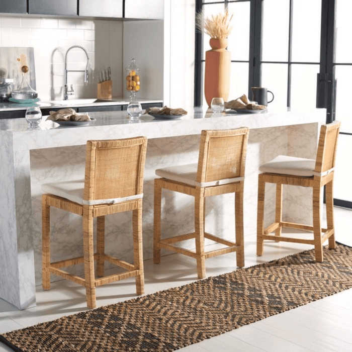 Cane Counter Stool With Cushion - Bar & Counter Stools -  The Well Appointed House