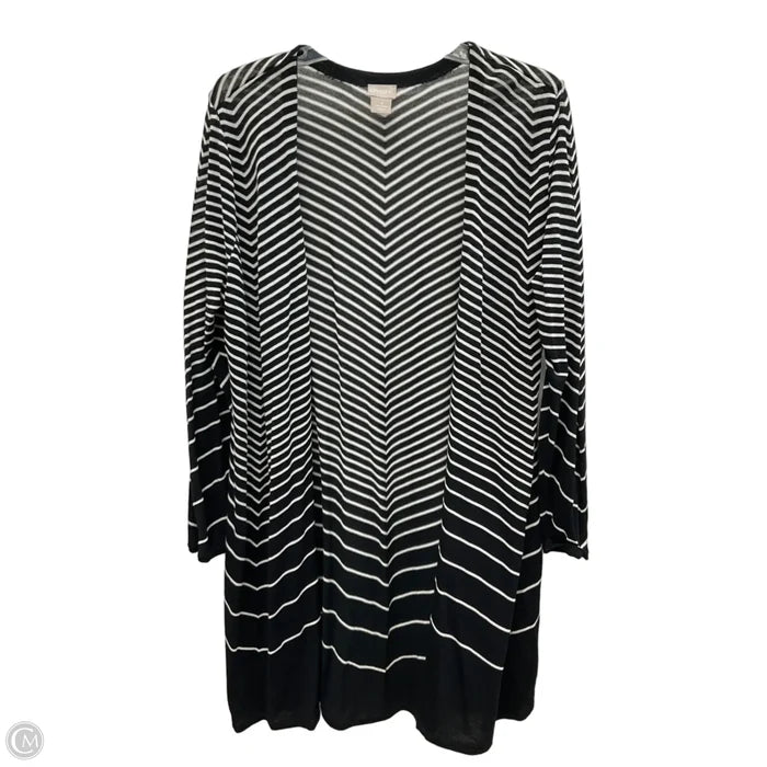 Cardigan By Chicos In Striped Pattern, Size: Xl