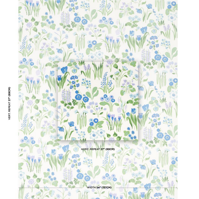 Carly Blue Bell Floral Print Fabric - The Well Appointed House
