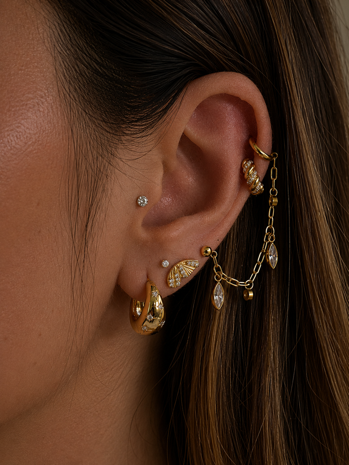 Gold earrings from the Beads by Tara everyday ear stack collection