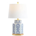 Ceramic Table Lamp with Blue and White Lapis Design and Gold Accent, Set of 2 - Table Lamps - The Well Appointed House