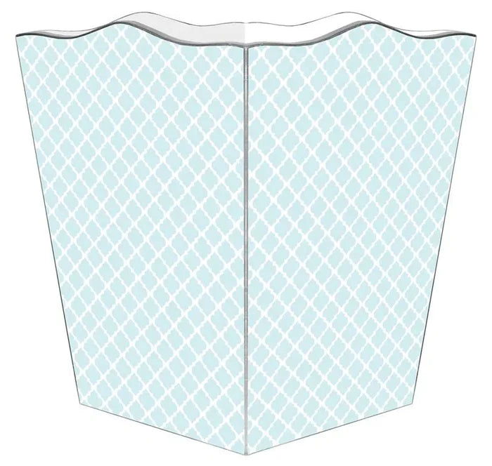 Chelsea Light Blue Decoupage Wastebasket and Optional Tissue Box Cover - Wastebasket Sets - The Well Appointed House