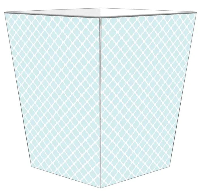 Chelsea Light Blue Decoupage Wastebasket and Optional Tissue Box Cover - Wastebasket Sets - The Well Appointed House