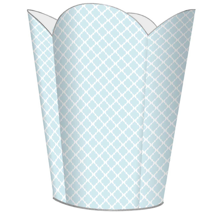 Chelsea Light Blue Decoupage Wastebasket and Optional Tissue Box Cover - Wastebasket Sets - The Well Appointed House