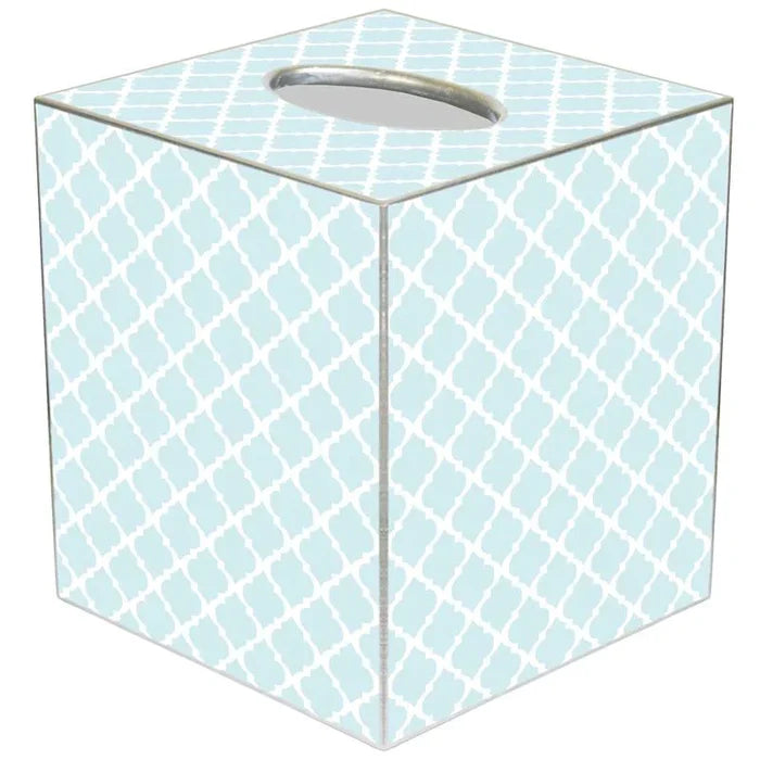 Chelsea Light Blue Decoupage Wastebasket and Optional Tissue Box Cover - Wastebasket Sets - The Well Appointed House