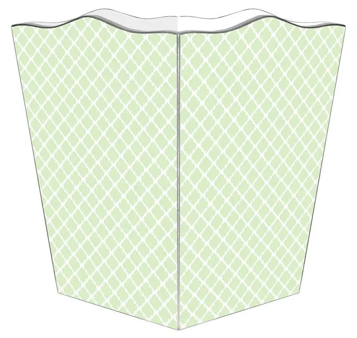 Chelsea Mint Green Decoupage Wastebasket and Optional Tissue Box Cover - Wastebasket Sets - The Well Appointed House