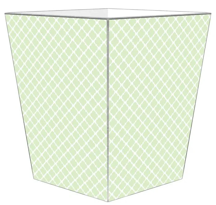 Chelsea Mint Green Decoupage Wastebasket and Optional Tissue Box Cover - Wastebasket Sets - The Well Appointed House
