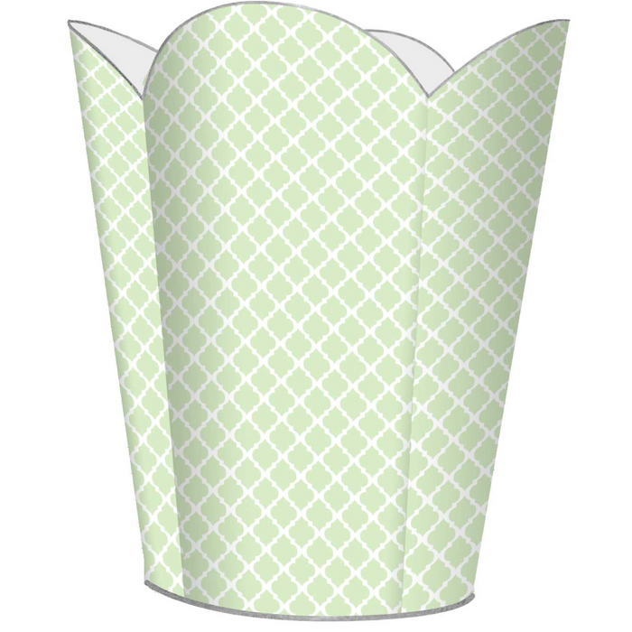 Chelsea Mint Green Decoupage Wastebasket and Optional Tissue Box Cover - Wastebasket Sets - The Well Appointed House