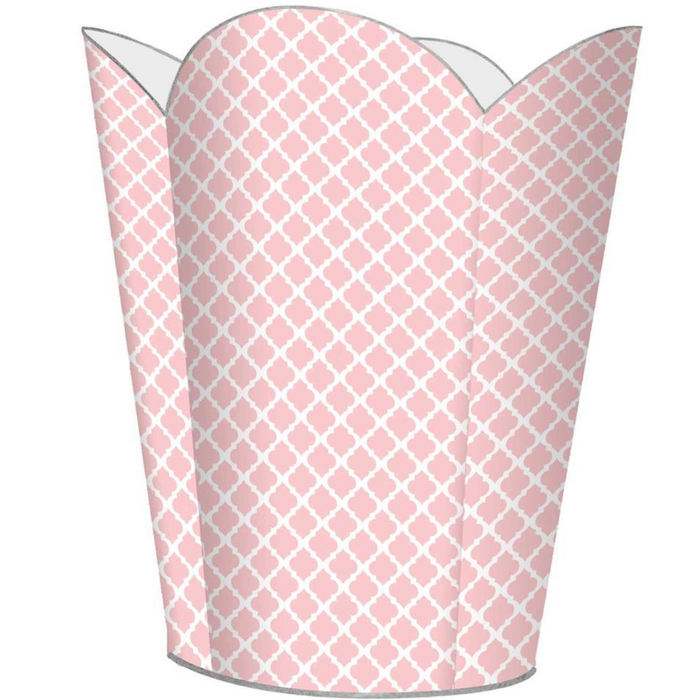 Chelsea Pink Decoupage Wastebasket and Optional Tissue Box Cover - Wastebasket Sets - The Well Appointed House